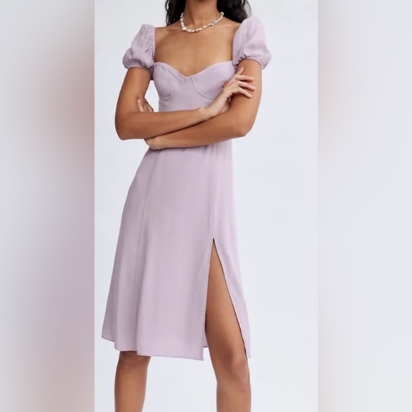 Sunday Best Dresses & Skirts - Aritzia Sunday Best Savannah Midi Dress Hazy Lilac with Thigh Slit